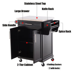 Kitchen Cart Storage Trolley In Black